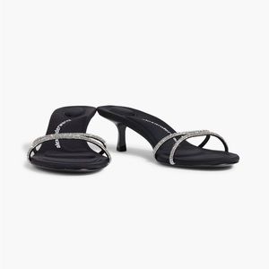 Alexander Wang Dahlia 50 Crystal-embellished Neoprene Mules Sandal Heel Slides